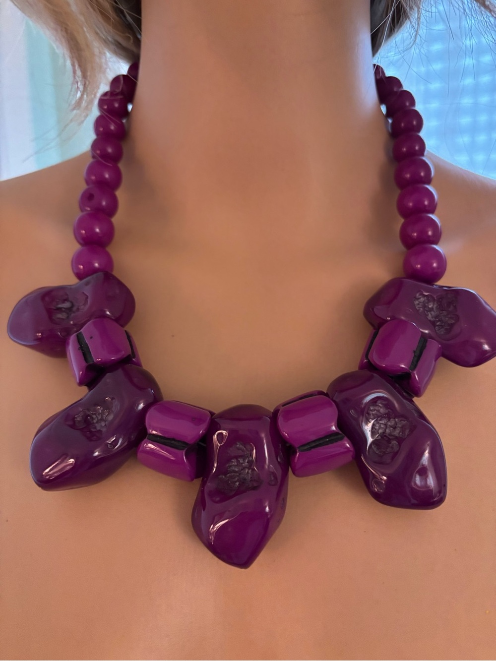Women’s Statement Bead Necklace - Purple
